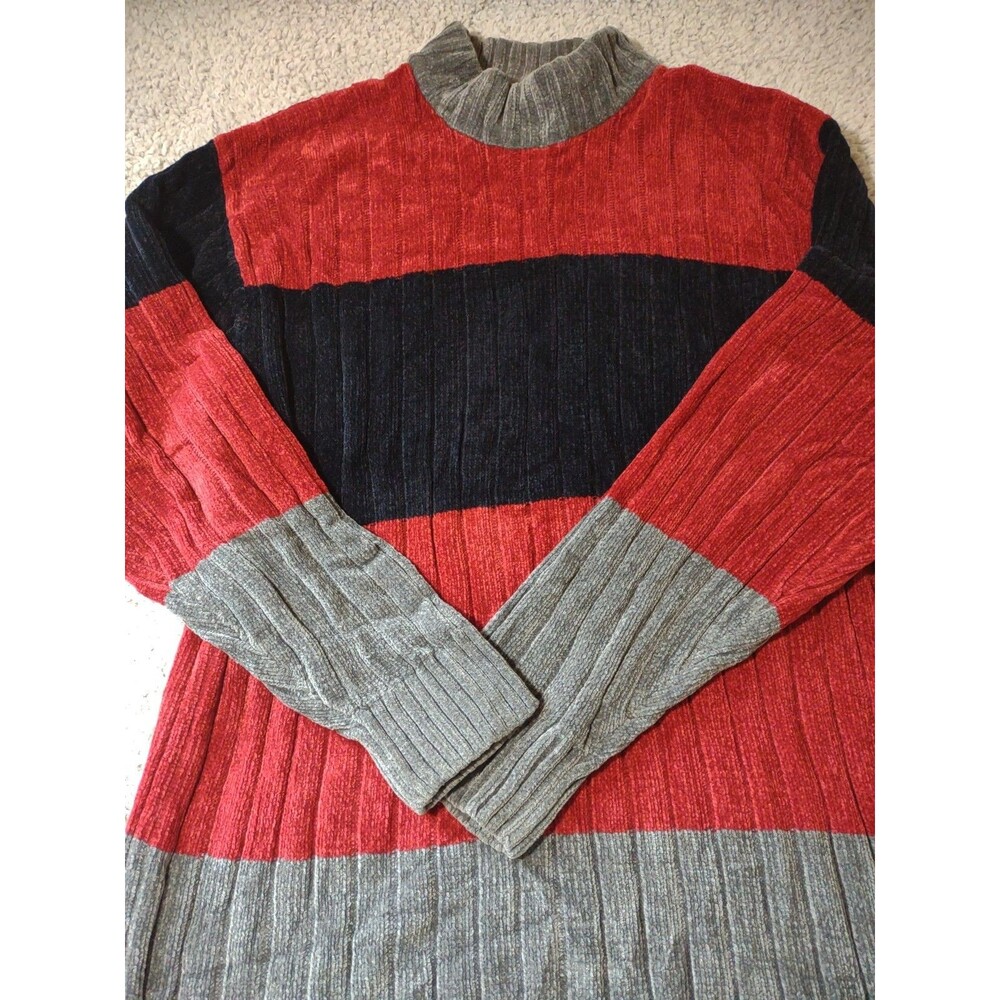 Vintage 212 NYC New York Sweater Men's Extra Large XL Black Red Grey Long